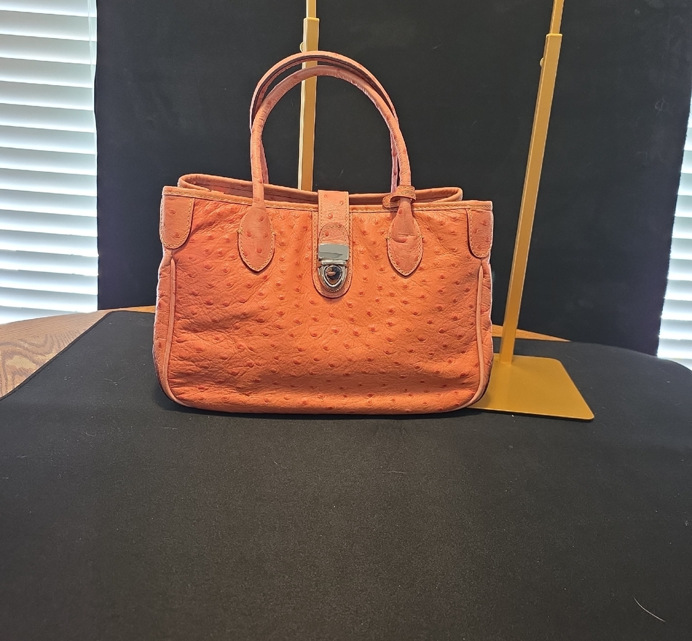 Dooney & Bourke Orange Ostrich-Texture Satchel